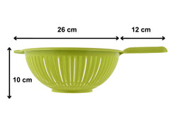 Heart Home Plastic Strainer Colander with Long Handle Use for Pasta, Noodles, Spaghetti, Vegetables and More (Green)-HHEART15127