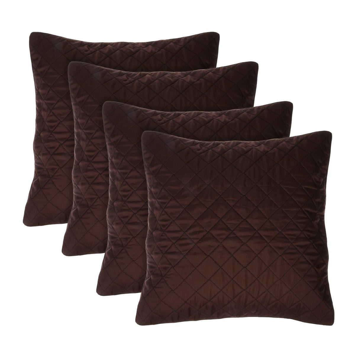 Kuber Industries Cushion Cover | Quilted Cushion Cover | Check Stitch Cushion Cover for Sofa | Cotton Cushion Covers for Home Décor | Set of 4 | Cream & Brown