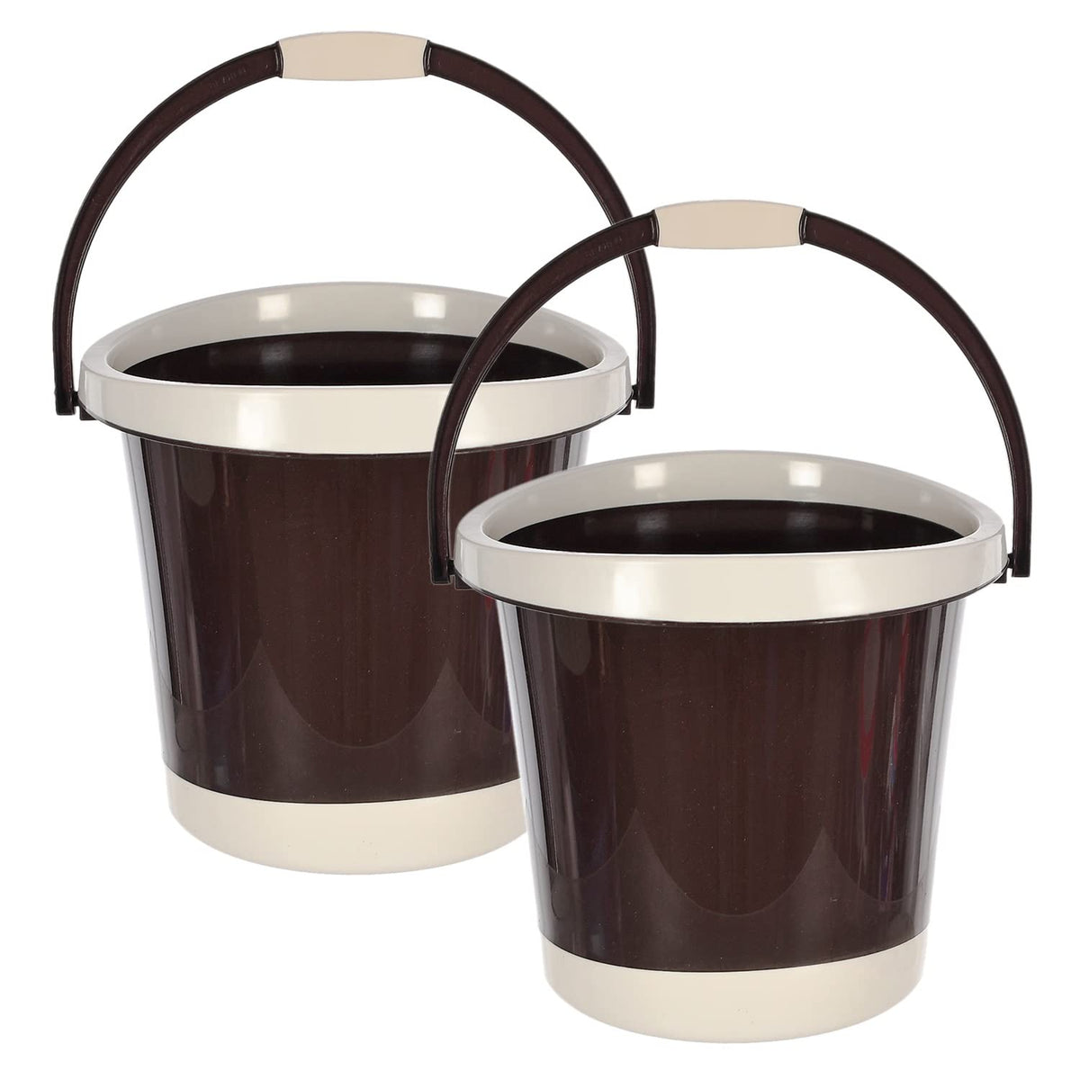 Kuber Industries Plastic Unbreakable Strong Bathroom Ultra Bucket With Handle,18 Ltr,Pack of 2 (Brown)