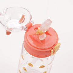 Kuber Industries Kuber Sipper Bottle With Straw For Kids | Teddy Tumbler Sipper Cup I Cute Water Bottle With Lid | Food Grade Plastic | One Click Open | Leak Proof, Bpa Free | 550 Ml(Transparent)