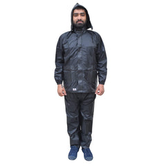 Heart Home PVC Raincoat with Adjustable Hood for Men & Women (Black) 54HH4141.