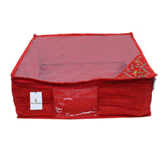 Kuber Industries 3 Layered Quilted Silk 4 Pieces Saree Cover (Red) -CTKTC024670