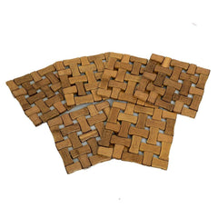 Kuber Industries Bamboo Wooden Coaster, Pan Pot Holder Heat Insulation Pad, Square 13 x 13 cm, 6 Piece Set -KI3428, Brown, Standard (NEWK20228)