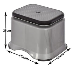 Heart Home Ultra 10 Anti-Slip Plastic Stool for Bathroom, Kitchen, Bedroom, Toy Room and Living Room- Pack of 2 (Grey)-46HH0148