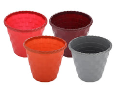 Kuber Industries Brick Flower Pot|Durable Plastic Flower Pots|Planters for Home Décor|Garden|Living Room|Balcony|6 Inch|Pack of 4 (Multicolor)