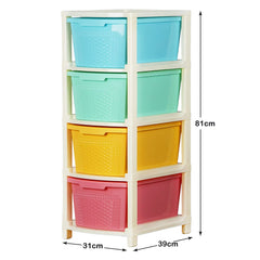 Heart Home Plastic Modular 4 Drawer Storage Basket/Storage Rack For storing Many Accessories (Multicolour)