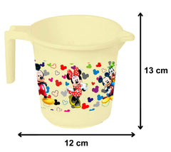 Kuber Industries Disney Team Mickey Print 4 Pieces Unbreakable Strong Plastic Bathroom Mug,500 ML (Cream & Blue & Black & White) -HS_35_KUBMARTS17155