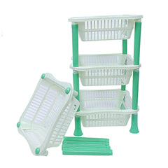 Kuber Industries Plastic 4 Layer Multi-Purpose Kitchen Storage Basket Rack (Green)-CTKTC025262
