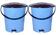 Kuber Industries Plastic Pedal Dustbin/Wastebin With Handle, 10 Liter- Pack of 2 (Blue & Black)-47KM0991
