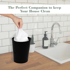 Kuber Industries Swinging Lid Dustbin|Plastic Garbage Waste Bin|White Lid Trash Can for Living Room|Kitchen|Office|6 Litre|Pack of 2 (Black)