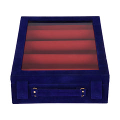 Kuber Industries 4 Rod Bangle Box|Wooden Jewelry Box|Wedding Vanity Box|Velvet Coated Wedding Bracelet Organizer for Women & Girls|Pack of 2 (Blue)