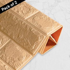 Kuber Industries Foam Brick Pattern 3D Wallpaper for Walls | Soft PE Foam| Easy to Peel, Stick & Remove DIY Wallpaper | Suitable on All Walls | Pack of 2 Sheets, 70 cm X 77 cm