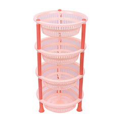 Kuber industries Plastic 2 Pieces 4 Layer Multi-Purpose Kitchen Storage Basket Rack (Beige)-CTKTC13209
