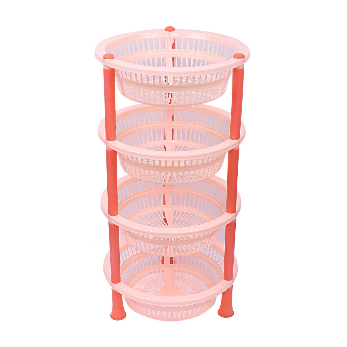Kuber industries Plastic 4 Layer Multi-Purpose Kitchen Storage Basket Rack (Beige)-CTKTC25206