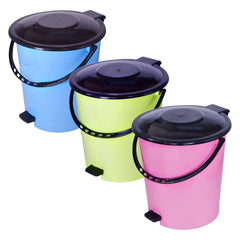 Kuber Industries Pedal Dustbin|Plastic Pedal Dustbin|Kitchen Waste Paper Bin|Dustbin For Bedroom|5 Liter Dustbin|Pack of 3 (Multicolor)