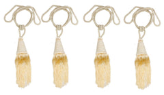 Kuber Industries Beads Beautiful Design Polyester 4 Pieces Curtain Tie Back Tassel Set (Cream) CTKTC33534