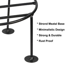 Kuber Industries Metal Pot Stand|Iron Flower Pot Stand for Outdoor Plants|Plant Stand for Balcony,Garden,Office,Pack of 3,(Black)