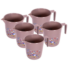 Kuber Industries Disney Team Bathroom Mug | Plastic Bath Mug for Bathroom | Mug for Bathroom | Mug for Toilet | Washroom Jug | 111 Bath Mug | 1 LTR | Pack of 5 | Brown