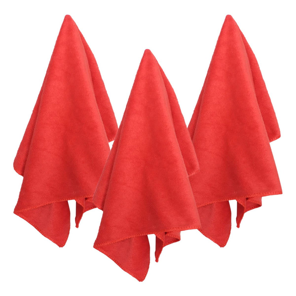 Kuber Industries Cleaning Cloths|Microfiber Highly Absorbent Wash Towels for Kitchen,Car,Window,24 x 16 Inch,Pack of 3 (Red)