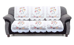 Kuber Industries Cotton Flower 5 Seater Sofa Cover Set (CTKTC28709, Cream, Standard) - 6 Pieces