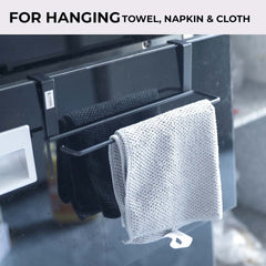 Kuber Industries Tissue Paper Holder|Wall Mounted Napkin Holder For Bathroom|Multipurpose Cloth & Tissue Paper Holder|Iron Spray Build|Easy Installation|Bathroom & Kitchen Organizer|ZT-3120(B)|Black
