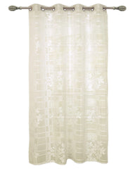 Kuber Industries Flower Print 7 Feet Cotton Door Curtain for Living Room, Bed Room, Kids Room with 8 Eyelets (Cream)-50KM01052