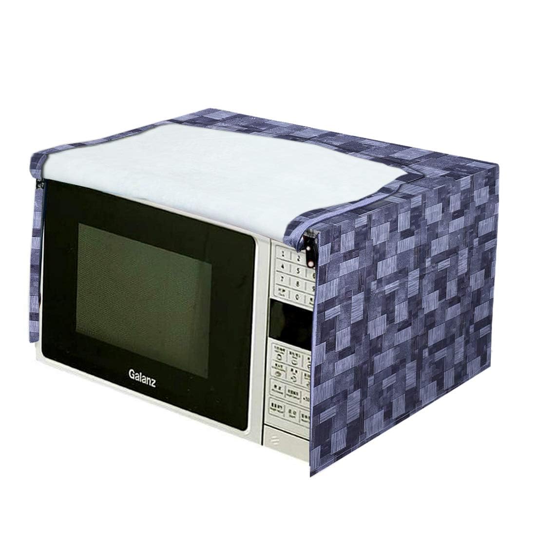 Kuber Industries 3D Checkered Design PVC Microwave Oven Full Closure Cover for 23 Litre (Grey)-KUBMART09963