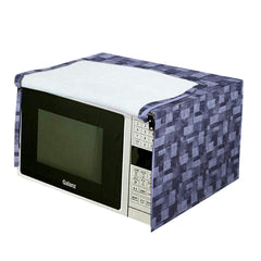 Kuber Industries 3D Checkered Design PVC Microwave Oven Full Closure Cover for 23 Litre (Grey)-KUBMART09963