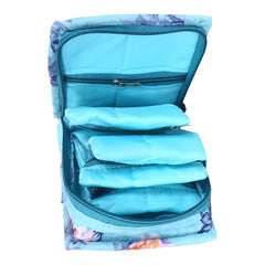 Kuber Industries Jewellery Kit | Cotton Green Flower Cosmetic Kit | Travel 5 Pouch Jewellery Box | Makeup Kit for Watches | Bracelets | Earring | Small Size| Green
