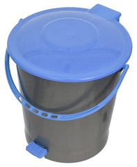 Kuber Industries Plastic Pedal Dustbin, Trashbin, Wastebin For Kitchen, Bathroom, Office Use With Handle, 10 Liter (Grey & Blue)-47KM0974