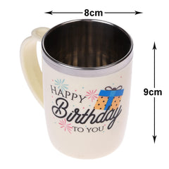Kuber Industries Insulated Coffee Mug|Stainless Steel Double Wall Tea|Tumbler Cup|Milk Mug with Sliding Lid for Kids & Adults|400 ML|Pack of 2 (Cream & Grey)