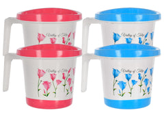 Heart Home Multiuses Leightweight, Unbreakable Strong Plastic Bathroom Mug 1 Litre- Pack of 4 (Blue & Pink)-46HH0180