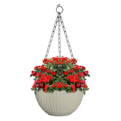 Kuber Industries Plastic Hanging Flower Pot for Balcony & Railing Set of 6 (White)-20x20x59 cm