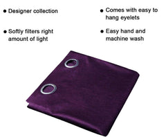 Heart Home Shining 6 Pieces Bloom Collection Jacquard Lavish and Modern Rich Plain Eyelet Ringtop Door Curtain for Bedroom and Hall - 7 Feet, (Purple) HEART472,Standard