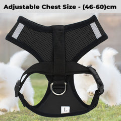 Kuber Industries Dog Harness With Adjustable Leash | Breathable Polyester Mesh | Large Size | HAT-818 | Comfortable No-Pull Grip | Quick Release Buckles | Black Pet Walking Set