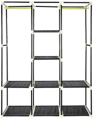 Urbane Home Foldable Wardrobe for Clothes|Non Woven 2 Door Portable Clothes Rack|6 Shelves Almirah for Clothes (Black)