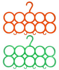 Kuber Industries 10-Circle Plastic 2 Pieces Ring Hanger for Scarf, Shawl, Tie, Belt, Closet Accessory Wardrobe Organizer (Multicolour) - CTKTC30748