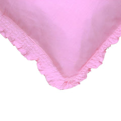 Heart Home Pillow Cover | Cotton Pillow Cover | Pillow Cover for Bedroom | Cushion Cover for Living Room | Embroidery Frill with Zip Pillow Cover | 20x30 Inch | Set of 4 | Pink