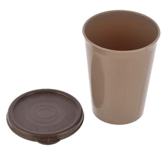 Heart Home Food Grade, Leakproof Plastic Everyday Glass,Tumbler with Lid, 300ml- Set of 3 (Brown & Coffee & Grey)-HS43HEARTH25684