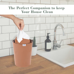 Heart Home Swinging Lid Dustbin|Plastic Garbage Waste Bin|Trash Can for Living Room|Kitchen|Office|6 Litre (Coffee)