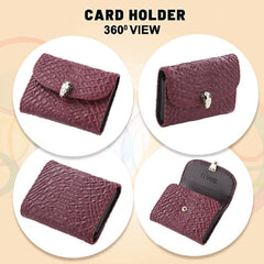 Kuber Industries Card Holder Wallet for Men Women|Debit Credit Card Holder|Wallet for Id, Visiting Card, Buisness Card|Button Closure Wallet|Red