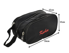 Heart Home Rexine Lightweight Travel Toiletry Bag Shaving Kit with Carrying Strap, Pack of 2 (Black) 54HH4282.
