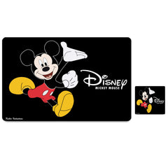 Kuber Industries Disney Mickey Mouse PVC 6 Pieces Dining Table Placemat with Tea Coasters Set (Black) - CTKTC046238