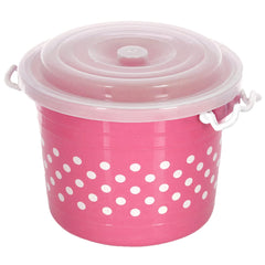 Kuber Industries Dot Printed Multiuses Plastic Kitchen & Pantry Storage Container with Lock Handle & Lid, 6 Liter- Pack of 3 (Pink)-47KM01101