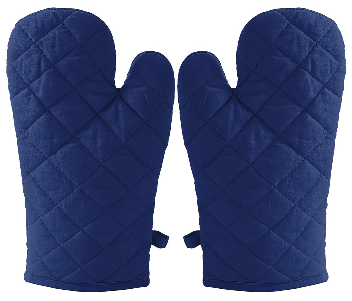 Kuber Industries Heat Resistant Cotton Kitchen Oven Mitt Microwave Glove Set, Non-Slip Grip and Hanging Loop for Kitchen, Cooking, Baking, Set of 2 (Blue)