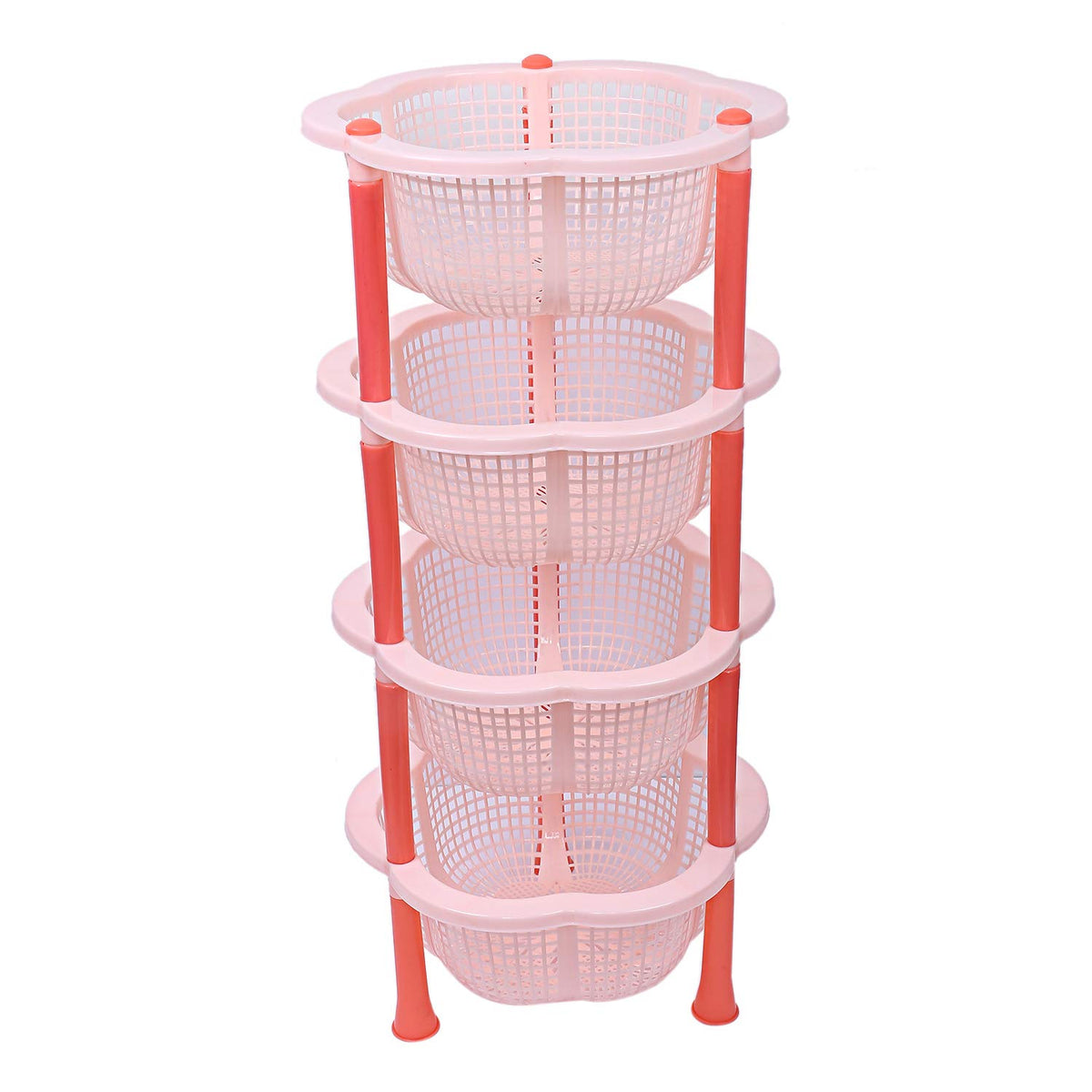 Kuber industries Plastic 4 Layer Multi-Purpose Kitchen Storage Basket Rack (Beige)-CTKTC25218
