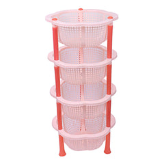 Kuber Industries Plastic 4 Layer Multi-Purpose Kitchen Storage Basket Rack (Beige)-Ctktc13220