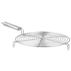 Kuber Industries Large kitchenware Round Roaster TAndoor Barbeque/Roti/Papad Jali Griller with Steel Handle (Silver), Standard