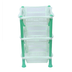 Kuber industries Plastic 2 Pieces 3 Layer Multi-Purpose Kitchen Storage Basket Rack (Green)-CTKTC25237