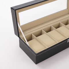 Kuber Industries 6 Slots Watch Organizer|Watch Storage Box For Men & Women|Secure Closer|Wrist Watch Display BoxBlack|